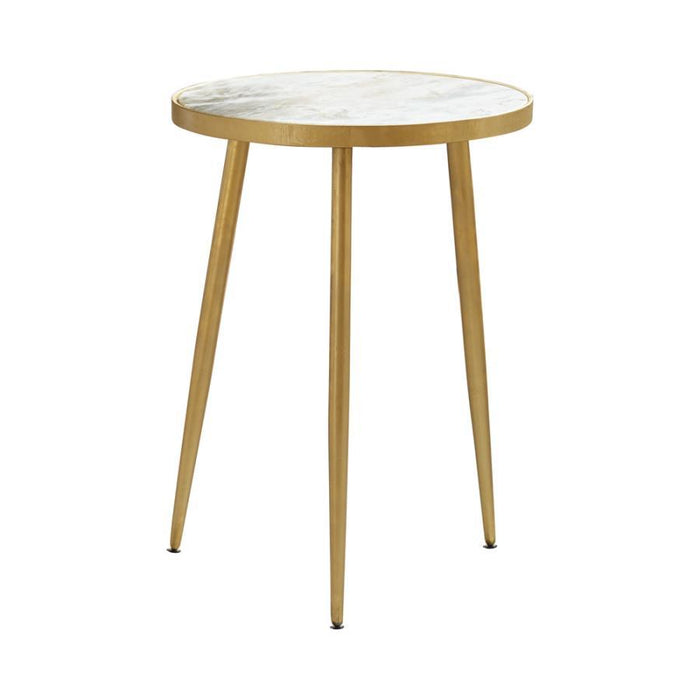 Round Accent Table White And Gold