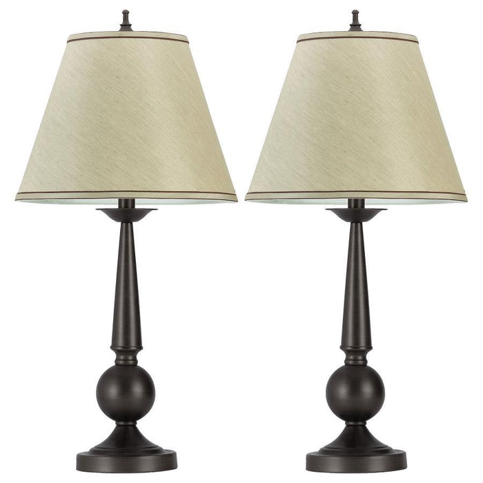 Beige - Cone Shade Table Lamps Bronze And Beige (Set of 2)