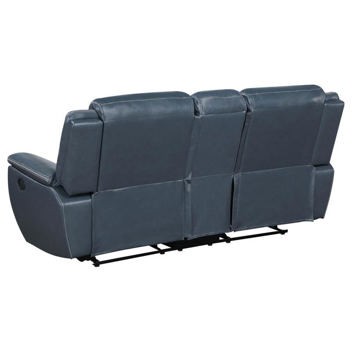 Sloane - Upholstered Motion Reclining Loveseat With Console - Blue