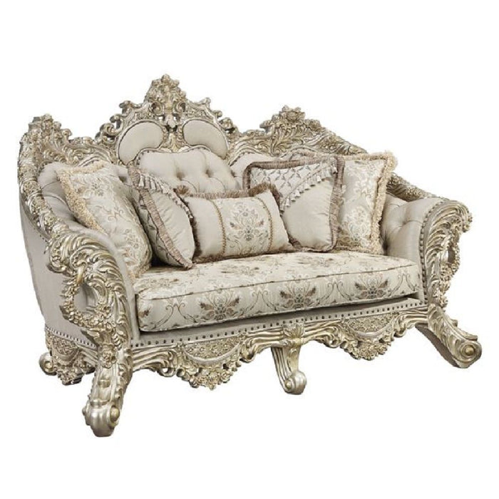 Danae - Loveseat - Fabric, Champagne & Gold Finish