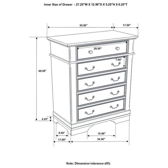 Cambridge Collection - Cambridge 5-drawer Rectangular Chest Cappuccino