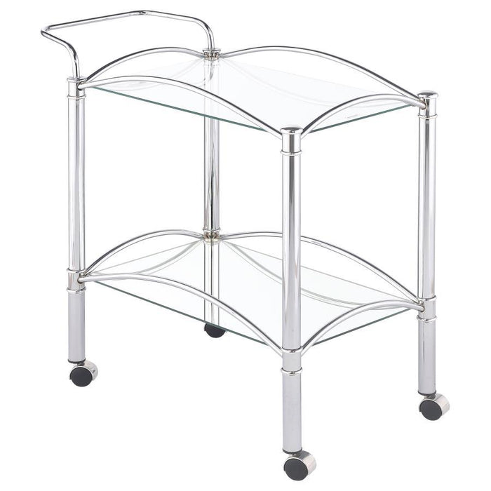 Rec Room: Serving Carts - 2-tier Serving Cart With Glass Top Chrome And Clear