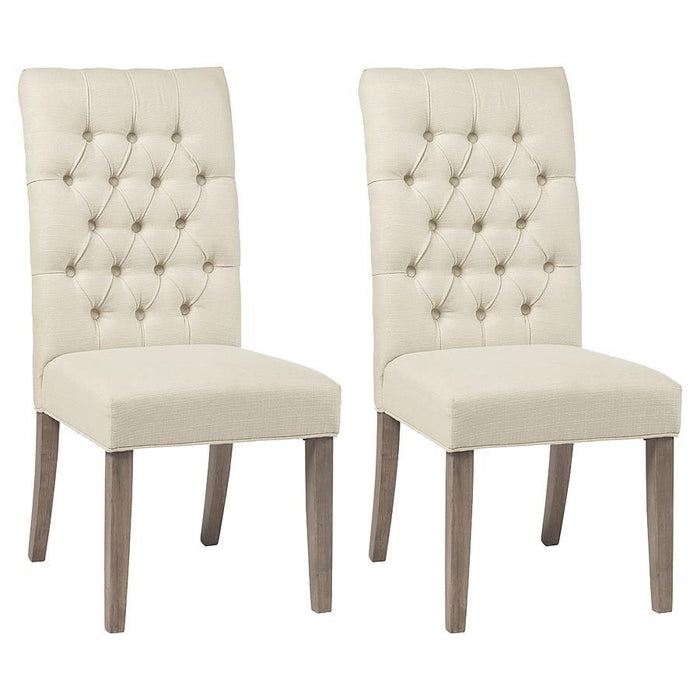 Oatmeal - Gadsden Tufted Back Dining Chairs Vineyard Oak (Set of 2)