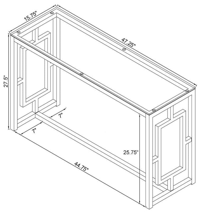 Merced - Rectangle Glass Top Sofa Table - Nickel