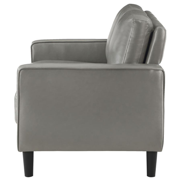 Ruth - Upholstered Track Arm Faux Leather Loveseat