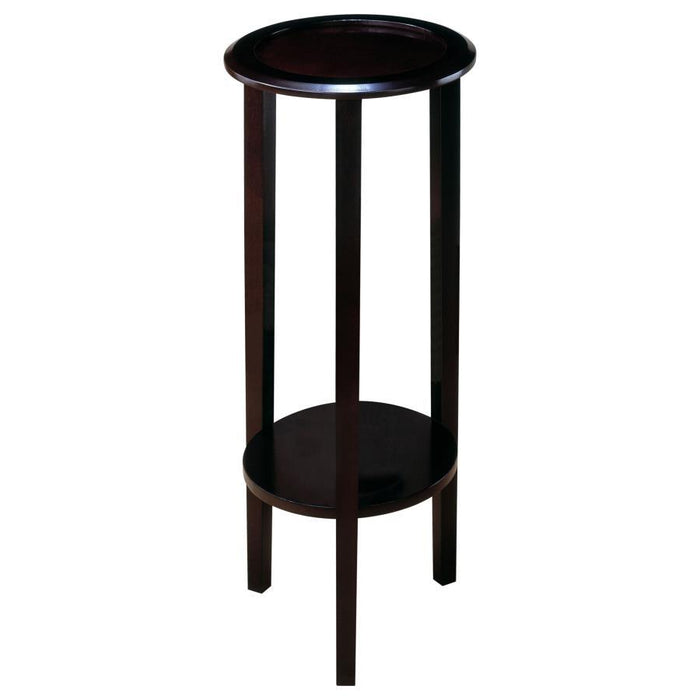 Round Accent Table With Bottom Shelf Espresso