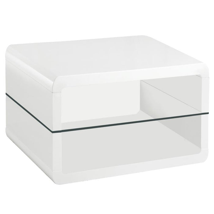 Living Room: Glass Top Occasional Tables - Modern White End Table