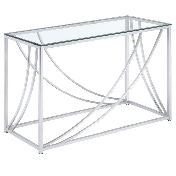 Living Room: Glass Top Occasional Tables - Glass Top Rectangular Sofa Table Accents Chrome