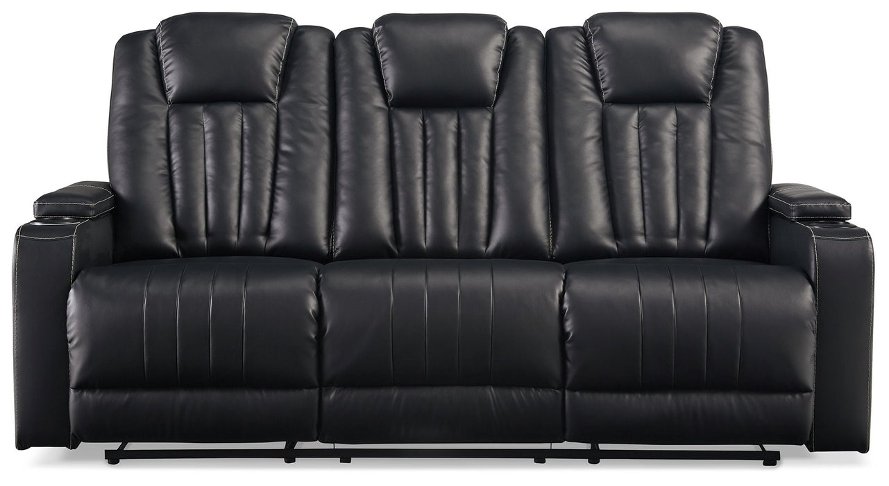 Center Point - Black - Rec Sofa W/Drop Down Table