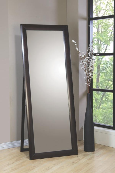 Phoenix Collection - Rectangular Standing Floor Mirror Black