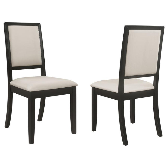 Louise Collection - Cream - Louise Upholstered Dining Side Chairs Black And Cream (Set of 2)