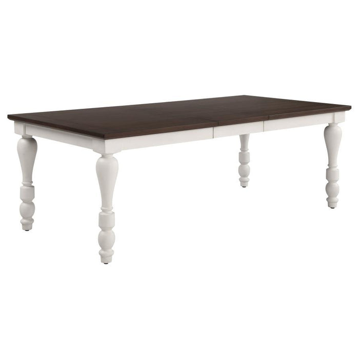 Madelyn Dining Table With Extension Leaf Dark Cocoa And Coastal White