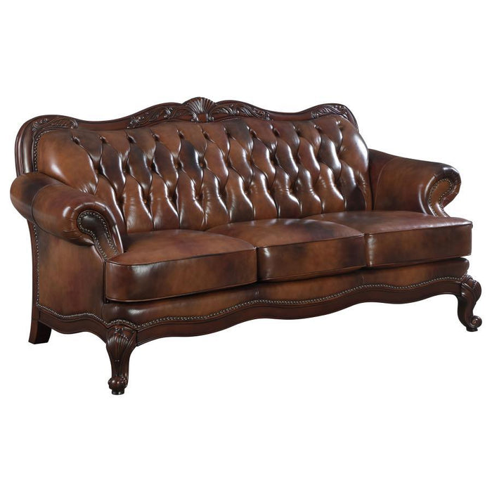 Victoria Collection - Tri-tone - Victoria Rolled Arm Sofa Tri-tone And Warm Brown