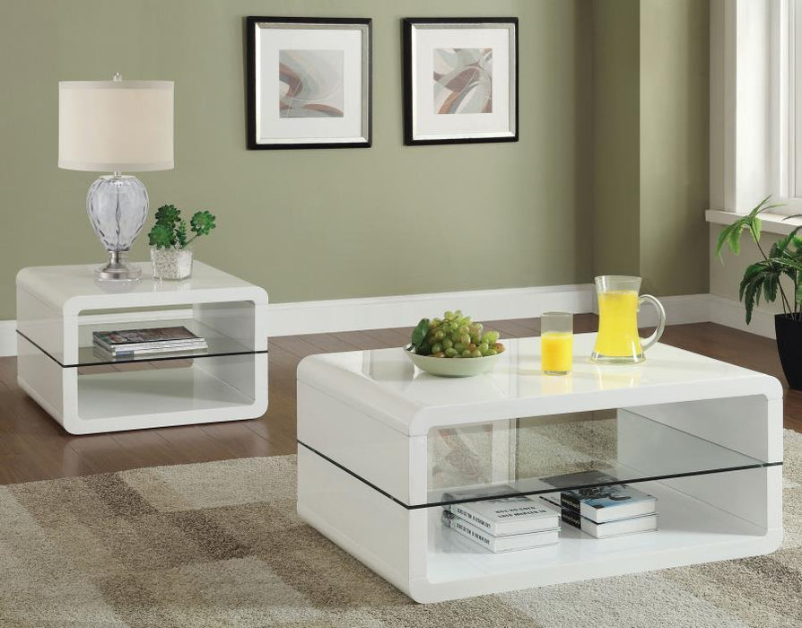 Living Room: Glass Top Occasional Tables - Modern White Coffee Table