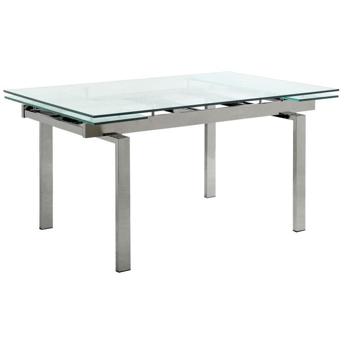 Wexford Collection - Wexford Glass Top Dining Table With Extension Leaves Chrome