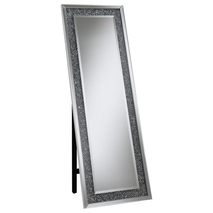 Rectangular Standing Mirror With Led Lighting Silver