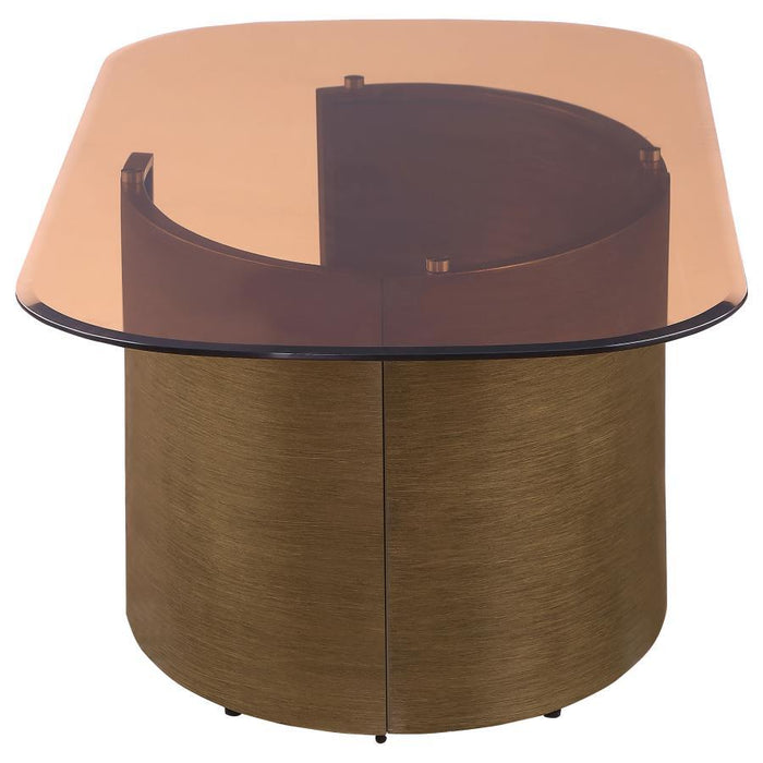 Morena - Rectangular Coffee Table With Tawny Tempered Glass Top Brushed - Bronze