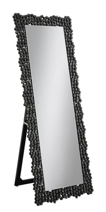 Textural Frame Cheval Floor Mirror Silver And Smoky Grey