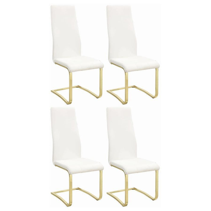 White - Chanel Side Chairs White And Rustic Brass (Set of 4)