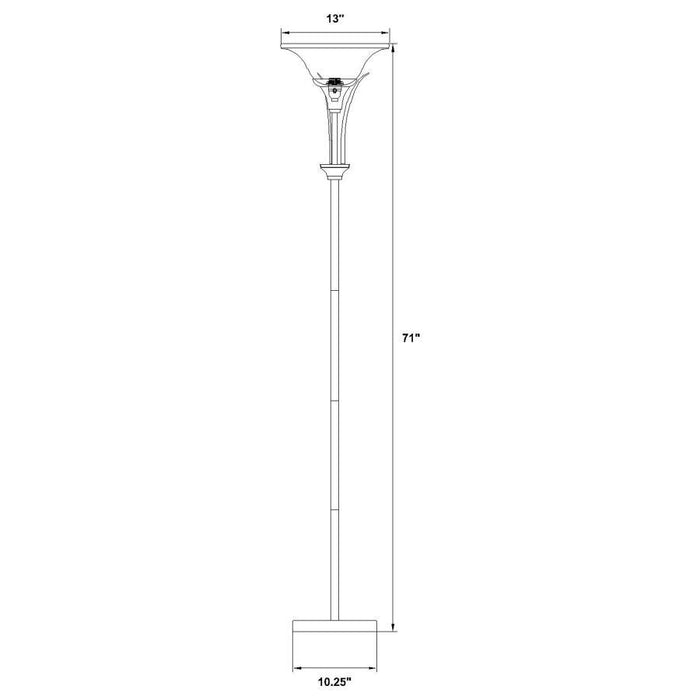 Floor Lamp With Frosted Ribbed Shade Brushed Steel