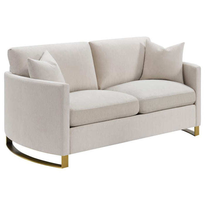 Beige - Corliss Upholstered Arched Arms Loveseat Beige