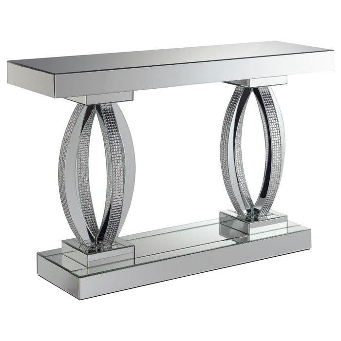 Rectangular Sofa Table With Shelf Clear Mirror