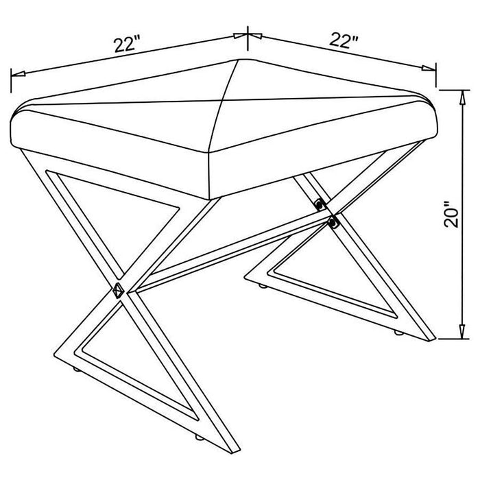 Accents : Ottomans - White - X-cross Square Ottoman White And Chrome