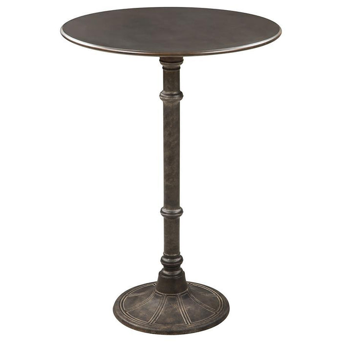 Rec Room/ Bar Tables: Rustic/industrial - Round Bar Table Dark Russet And Antique Bronze