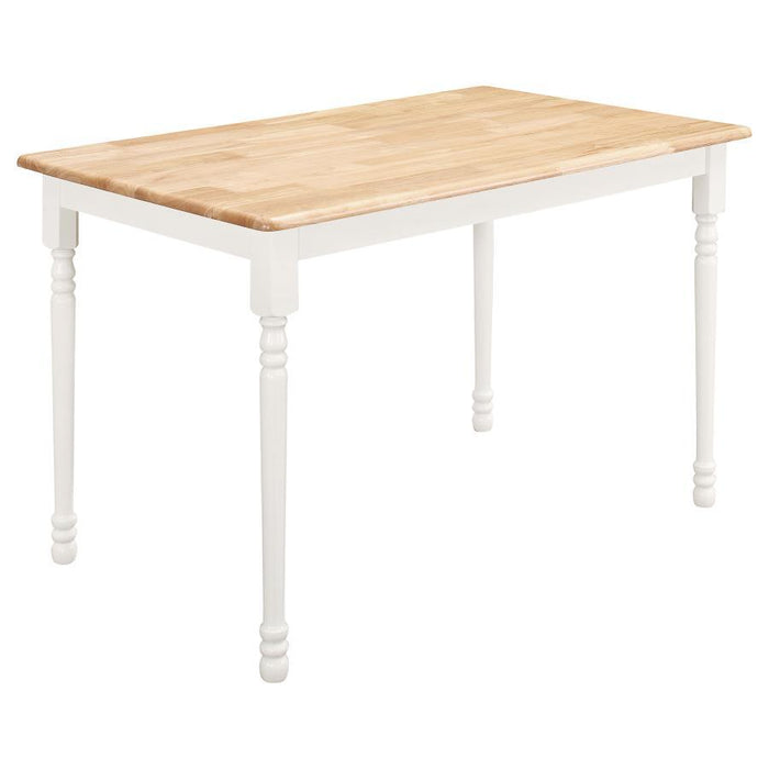 Dinettes: Wood - Rectangle Dining Table Natural Brown And White