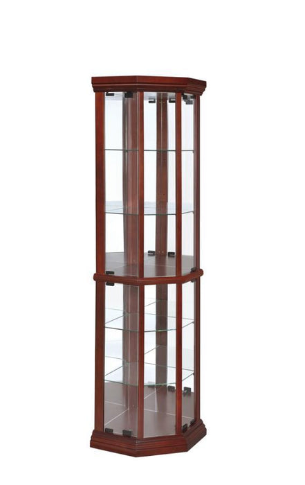 6-shelf Corner Curio Cabinet Medium Brown