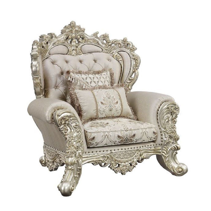 Danae - Chair - Fabric, Champagne & Gold Finish