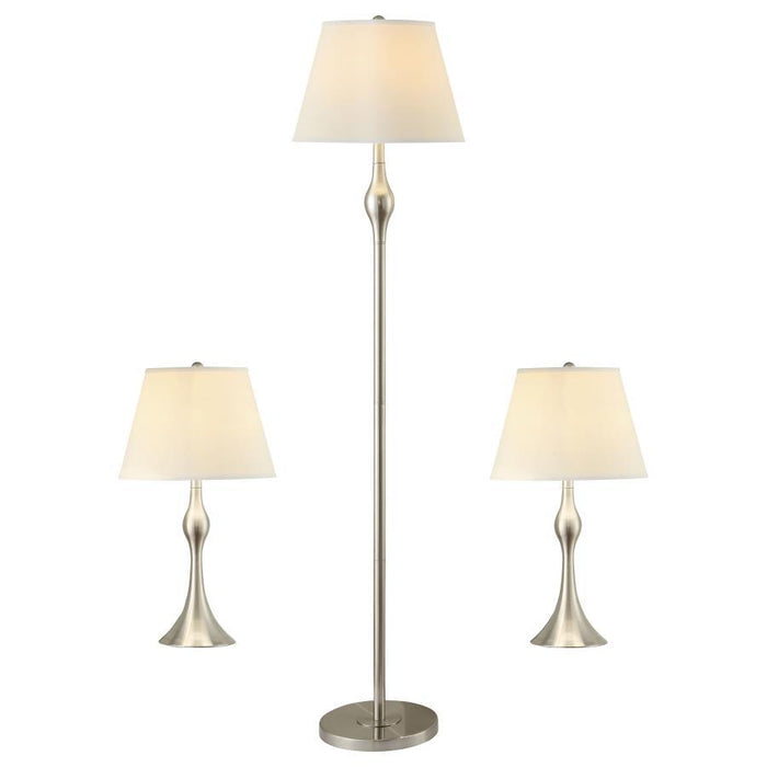 Beige - 3-piece Slender Lamp Set Brushed Nickel