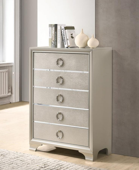 Salford Collection - Salford 5-drawer Chest Metallic Sterling