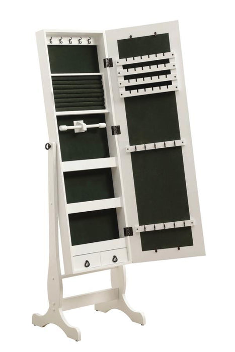 Jewelry Cheval Mirror With Drawers White