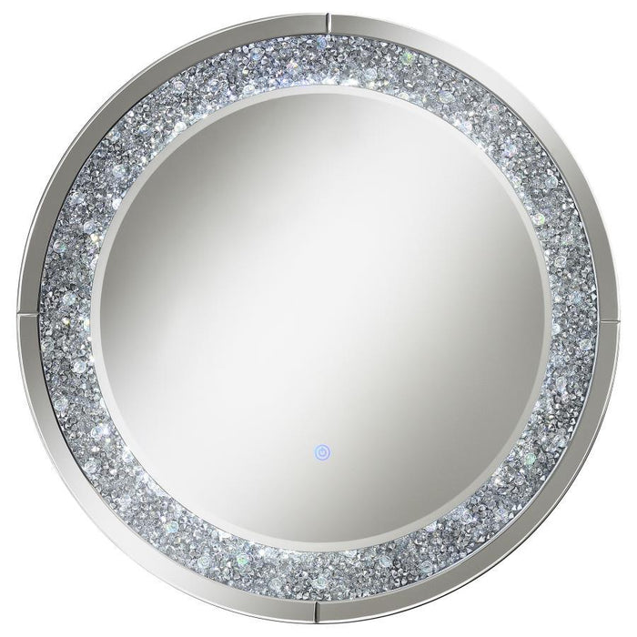 Round Wall Mirror With Led Lighting Silver