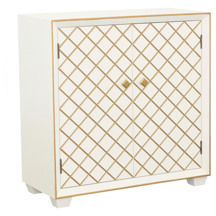 2-door Accent Cabinet White And Gold