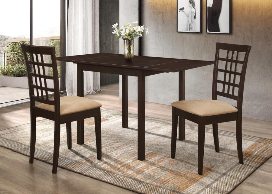 Kelso Collection - Kelso 3-piece Drop Leaf Dining Set Cappuccino And Tan