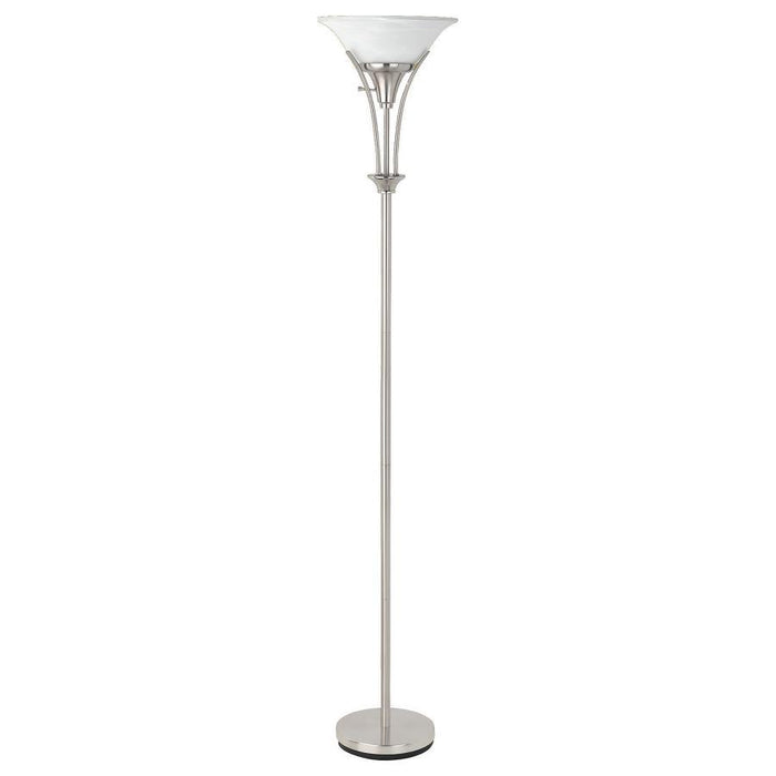 Floor Lamp With Frosted Ribbed Shade Brushed Steel