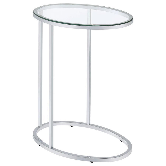 Oval Snack Table Chrome And Clear