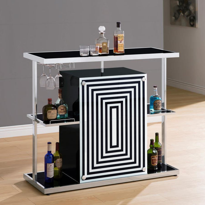 2-tier Bar Unit Glossy Black And White