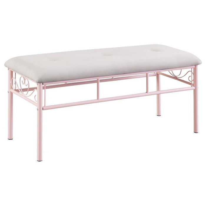 Massi Collection - White - Massi Tufted Upholstered Bench Powder Pink