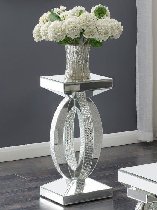 Avonlea Square End Table With Lower Shelf Clear Mirror