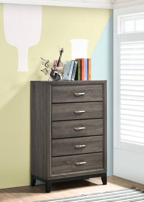 Watson 5-drawer Chest Grey Oak And Black