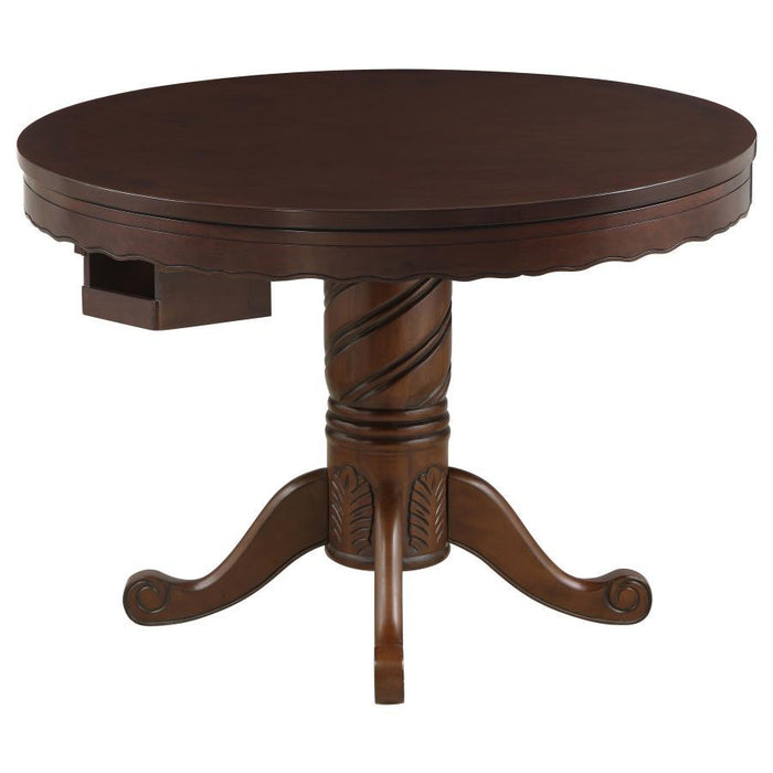 Turk Game Table - Turk 3-in-1 Round Pedestal Game Table Tobacco