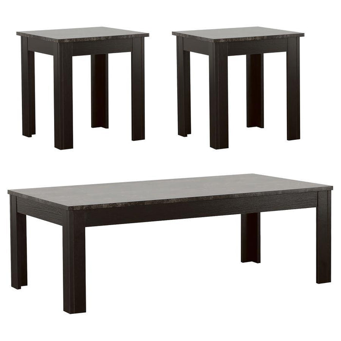 Living Room : Occasional Sets - 3-piece Faux-marble Top Occasional Table Set Black