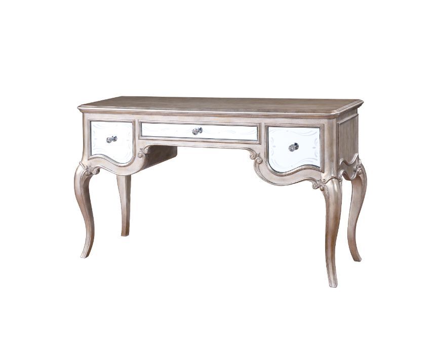 Esteban - Vanity Desk - Mirrored & Antique Champagne Finish