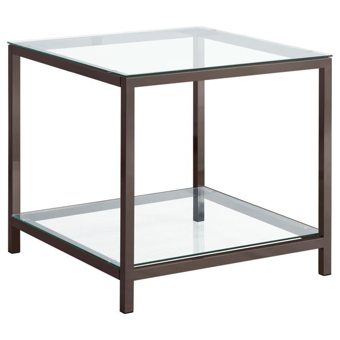 Living Room: Glass Top Occasional Tables - Ontario End Table With Glass Shelf Black Nickel